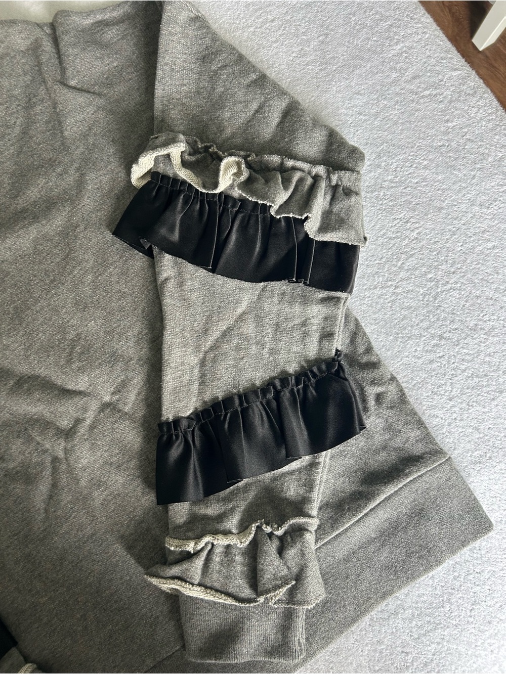 J. Crew Gray Sweatpants with Black Ruffle Trim